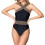 Comfortable Athletic Swimsuit Adjustable Tummy Control-Black M 1