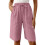 Womens Bermuda Shorts Knee Length Drawstring Elastic-Pink S 1