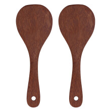 2-Pack Natural Wood Rice Spoon, Round Mouth