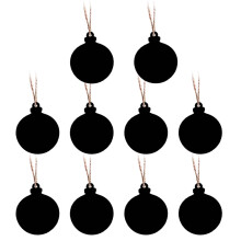 10 Black Wooden Chalkboard Disc Ornaments
