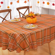 Fall Tablecloth Oval 60x84 inch Checkered
