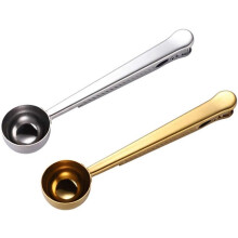 Kaffeelöffelclip, multifunktionaler Verschlussbeutelclip für Frische und Komfort, Edelstahl-Doppelfunktionslöffel für perfekte Messungen (Silber)