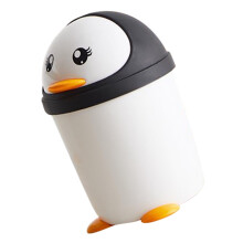 Pinguin-Abfalleimer mit Schwingdeckel, 21 x 14 cm, Weiß