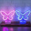 Lampe papillon néon LED rose, lot de 2, piles USB 1