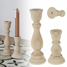 Unfinished Wooden Candlestick Holder – 17cm
