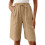 Womens Bermuda Shorts Knee Length Drawstring Elastic-Khaki XXL 1