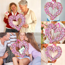 Cherry Heart Paper Wreath 15 Inch Reusable 3D Decor