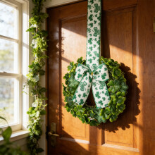 2 Pack St Patrick's Day Garland Green Shamrock Faux Leaves