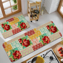 Linen Kitchen Mat Set of 2 – Anti-Slip, Machine Washable