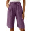 Womens Bermuda Shorts Knee Length Drawstring Elastic-Purple M 1