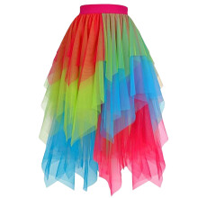 Elegant Gradient Tulle Skirt With-Color matching 1 S
