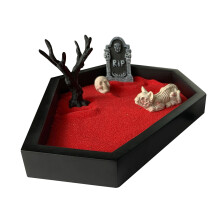 Coffin-Shaped Mini Zen Garden Tray for Desk