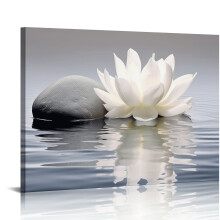 Zen Canvas Wall Art – Lotus & Stones, 20x16 in