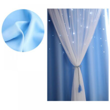 Double Layer Star Curtains 39 x 78 in Blue