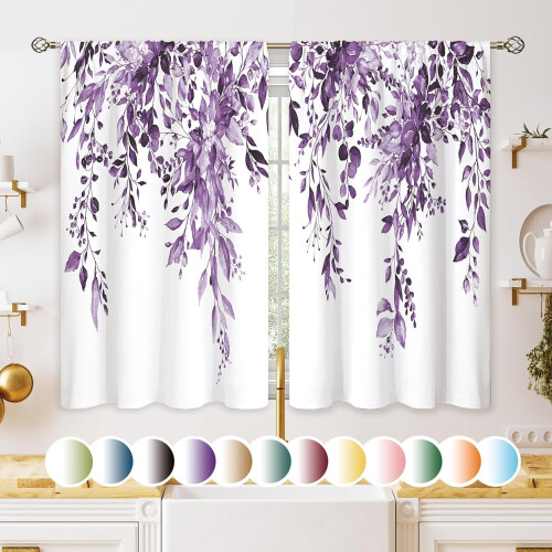 Purple Eucalyptus Kitchen Curtains 27.5x39 in (2 pcs)
