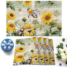 Farmhouse Sunflower Bee Placemats Set of 6