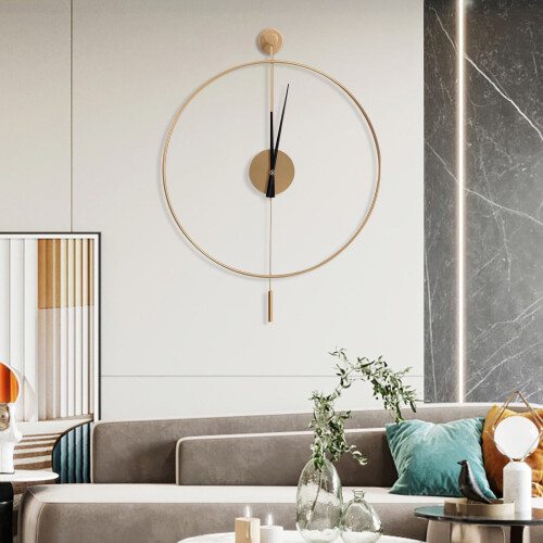 60cm Gold Modern Silent Wall Clock with Pendulum