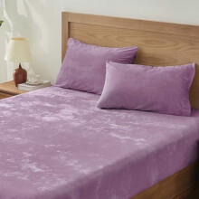 Velvet Fitted Sheet Set with Pillowcases, 15-inch Deep