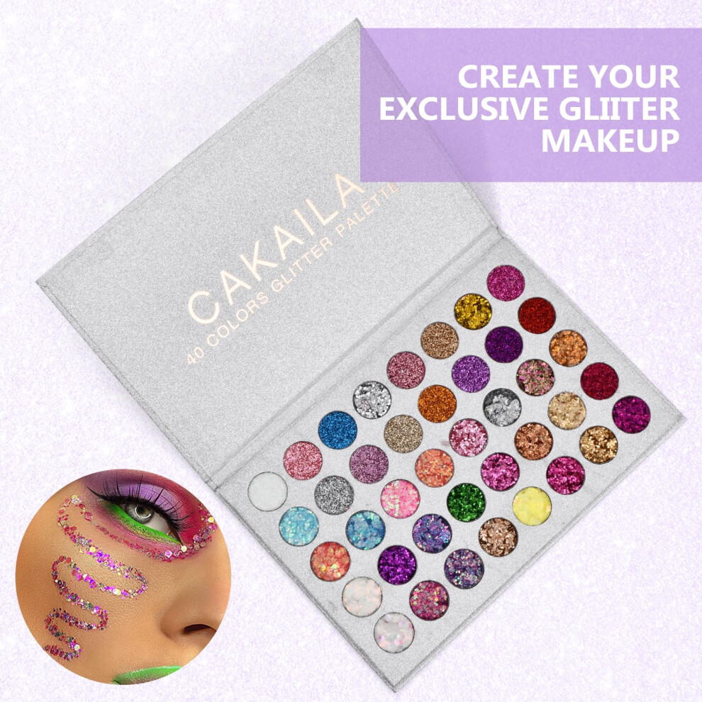 Bezavea 40-Color Eyeshadow Palette With Highly Pigmented Glitters And Shimmers For Day Or Night Makeup Looks