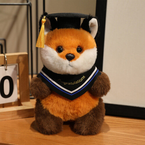 Fuchs-Plüschtier mit Absolventenhut, 20 cm