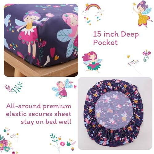 Paarse Fee Microfiber Kinderlakenset, Tweepersoons 2