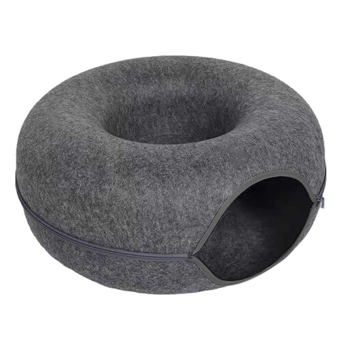 Round Felt Cat Tunnel Bed with Scratcher