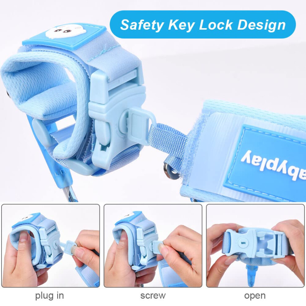 Anti Lost Safety Wrist Link Belt, 1.5M Wrist Reins For Toddlers With Key Lock, Baby Reins Toddler Reins For Walking & Travel Aomig