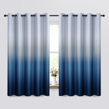Ombre Blackout Curtains 52x84 in Grey-White to Blue (2