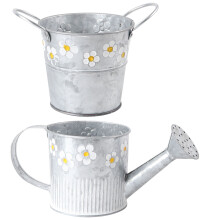 Vintage Iron Flower Bucket – 2-Pack, Retro Home Decor