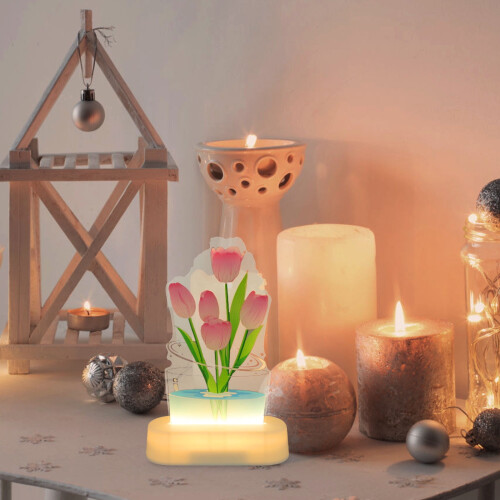 Επιτραπέζιο φωτιστικό Tulip Flower – Ζεστό Λευκό, Ακρυλικό, 20x13x4.8 2