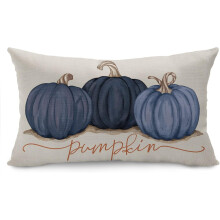 Clúdach Pillow Fall12x20 orlach, Prionta Pumpkin Gorm Línéadaigh
