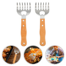 Stainless Steel Meat Claws with Wooden Handles, 2-Pack