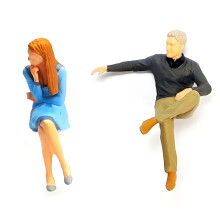 Tiny Seat Resin People Sculptures-Thinking Womens Sui