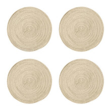 Set of 4 Round Braided Placemats, 36 cm, Cotton & PP