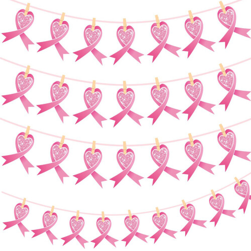 30PCS Customizable Breast Cancers Banners Set With Pre Attached