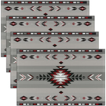 Southwest Geometric Placemats Set of 4, 18x12 Inch Linen