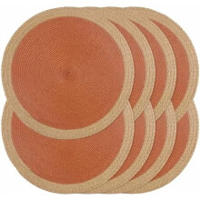 Round Placemats 15 inch Set of 8 Braided Edge
