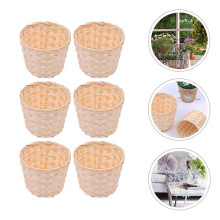 Bamboe bloemenmand, beige, 6 stuks