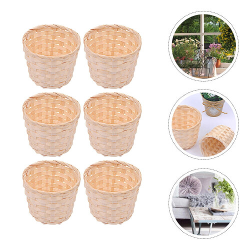 Bambuvävda Blomkorgar Beige 6-pack
