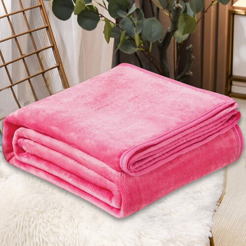 Flannel Fleece Throw Blanket Light Grey 70x100cm