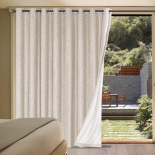Linen Look Blackout Curtains, Grommet Top, 100x84 in