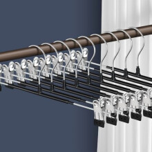 10-Pack 16" Metal Pants Hangers with Clips – Black