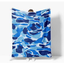 Light Blue Camo Flannel Throw Blanket 60x80 in