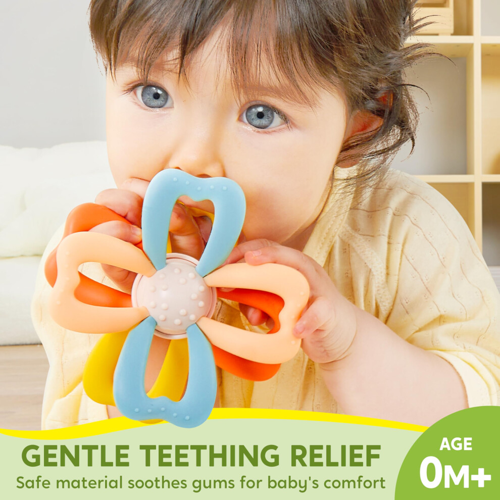 Syncfun Teething Toys For Baby 10Pcs Silicone Baby Teether Rattles Set