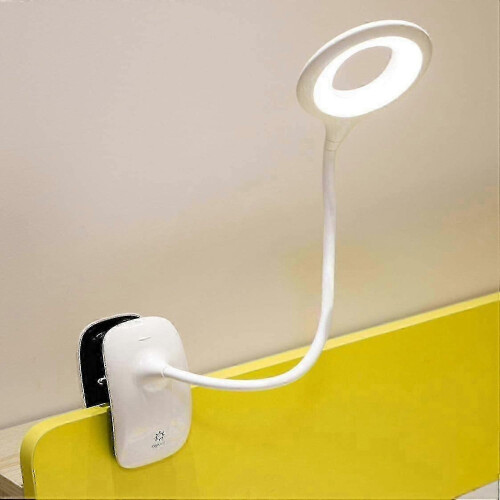 (White) Led Clip-on Reading Lamp Dimmable Eye Protection Table Lamp 26-27s 2