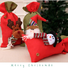Återanvändbara julpåsar3D-snögubbedesign, julklappspåsar med dragsko, Jingle Bells-dekoration, högkvalitativt tyg för jul