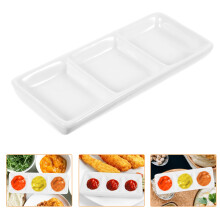 Plateau à apéritifs en céramique blanche, 3 compartiments, 15 cm