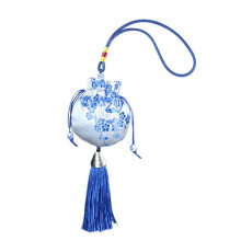 Embroidered Chinese Drawstring Sachet Bag Light Blue