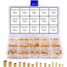 Conjunto de insertos roscados de latão duráveis, porcas serrilhadas métricas, insertos termofixados para componentes de impressão 3D e diversos