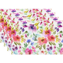 Floral Placemats Linen12x18inch Set of4